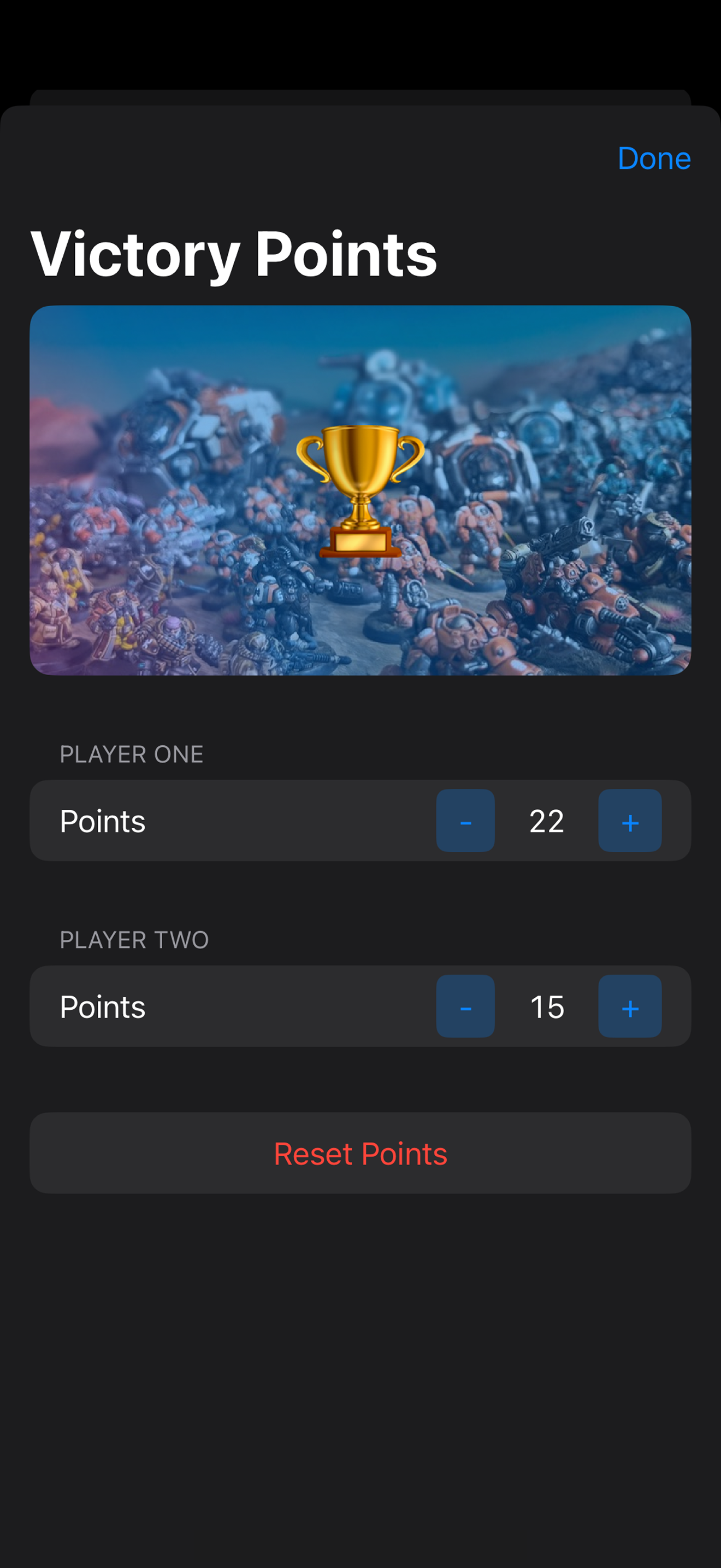 Victory Points tracker screen